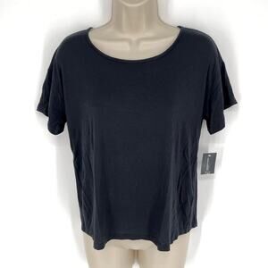 INC Womens NEW PJ Sleep Top Shirt Sz XS Black Stretch Short Sleeve Comfy